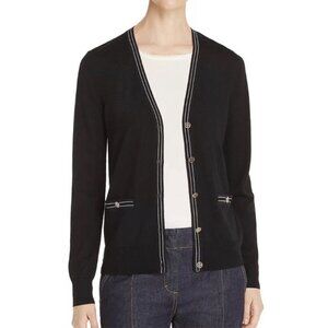 Tory Burch Madeline Black Merino Wool Cardigan Size S